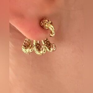 Gold eagle claw ear jacket earrings